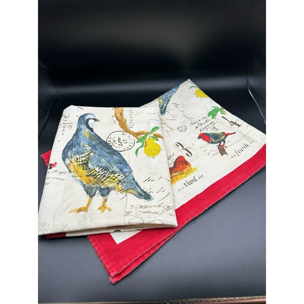 2 WILLIAMS SONOMA 12 DAYS OF CHRISTMAS 21 X 30" COTTON TEA KITCHEN TOWEL HOLIDAY